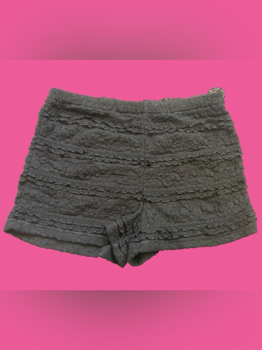L.A. Hearts Black Lace Ruffle Festival Stretch Micro Short Shorts Size Small